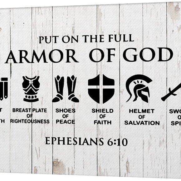 Christian Canvas Wall Art Framed Put on the Full Armor of God Bible Poster‎ - Picture 1 of 3